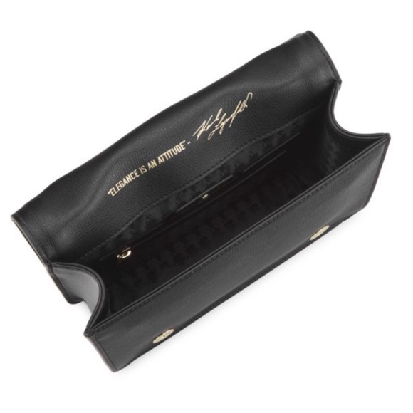 NWT KARL LAGERFELD PARIS Black Simone Flap Crossbody Purse w/ Dust Bag - Picture 4 of 15